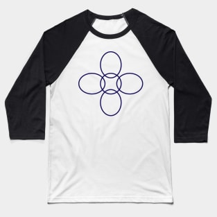 Flower Circle (Blue Petals on White) Baseball T-Shirt